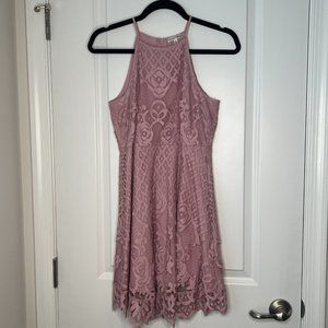 Lilac Fit & Flare Lace Dress